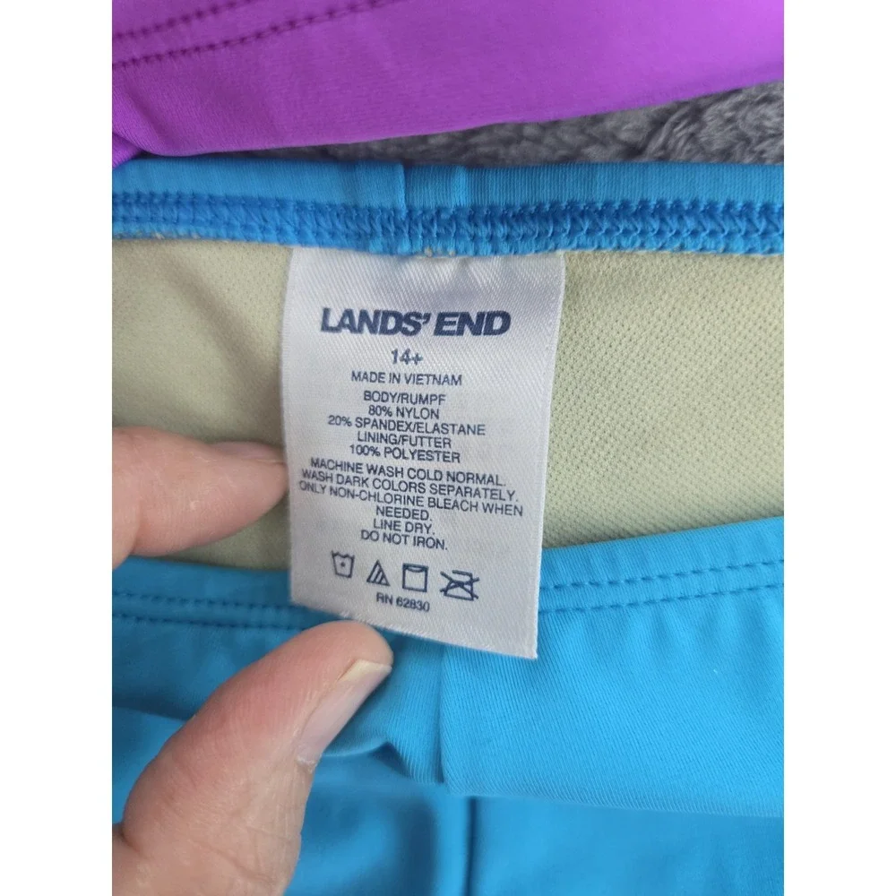 Lands End Tankini Swimsuit Top Girls Size 16 Bottom Size 14+